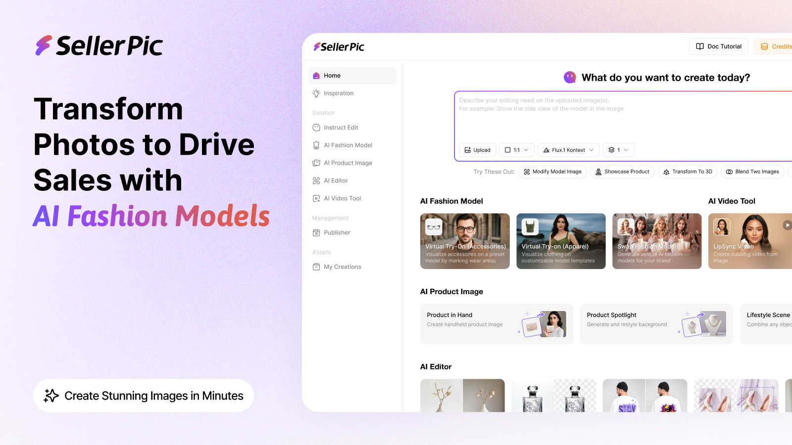 SellerPic application interface and features