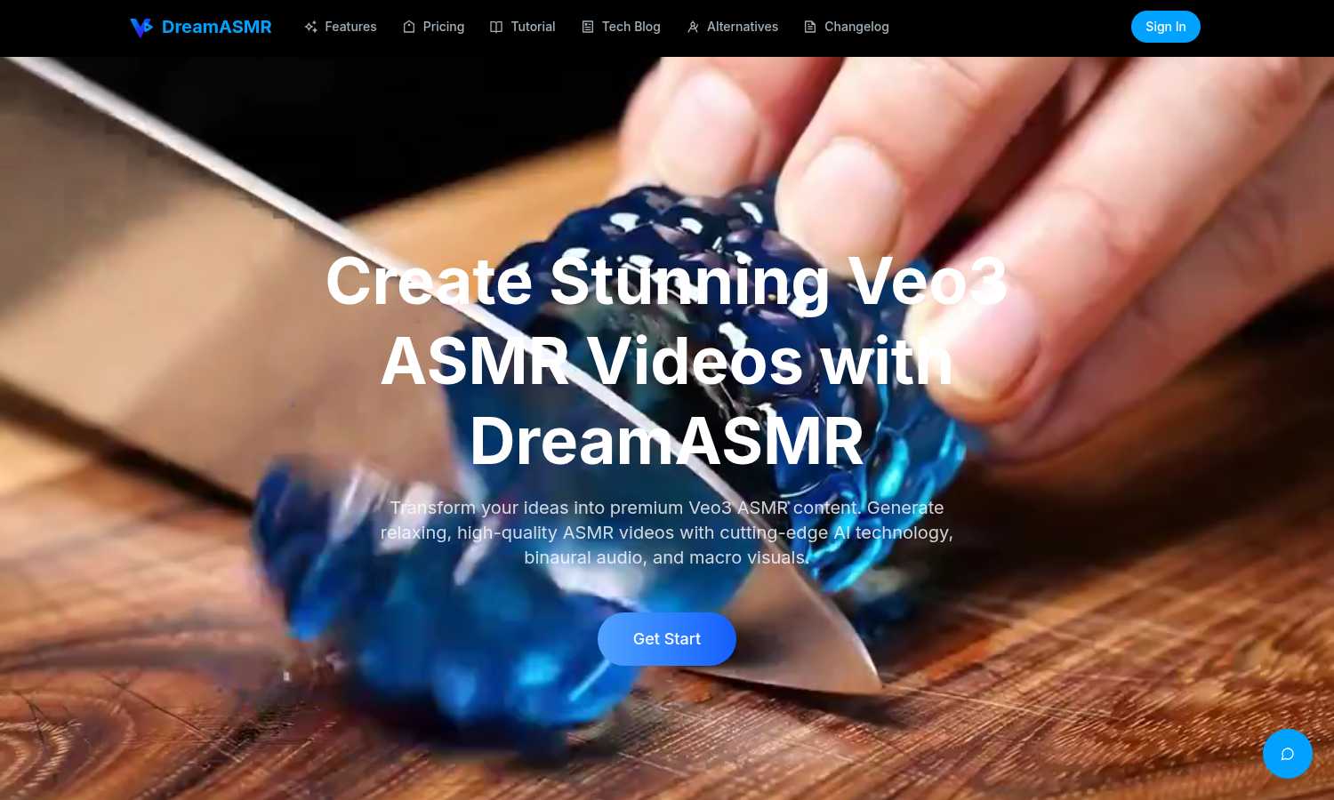 DreamASMR application interface and features
