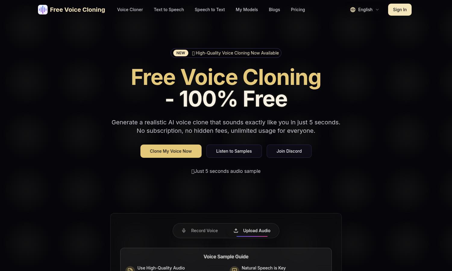 AI Clone Voice Free Website