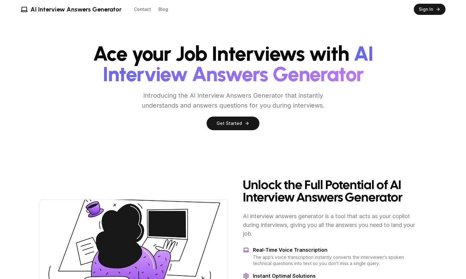 AI Interview Answers Generator Website