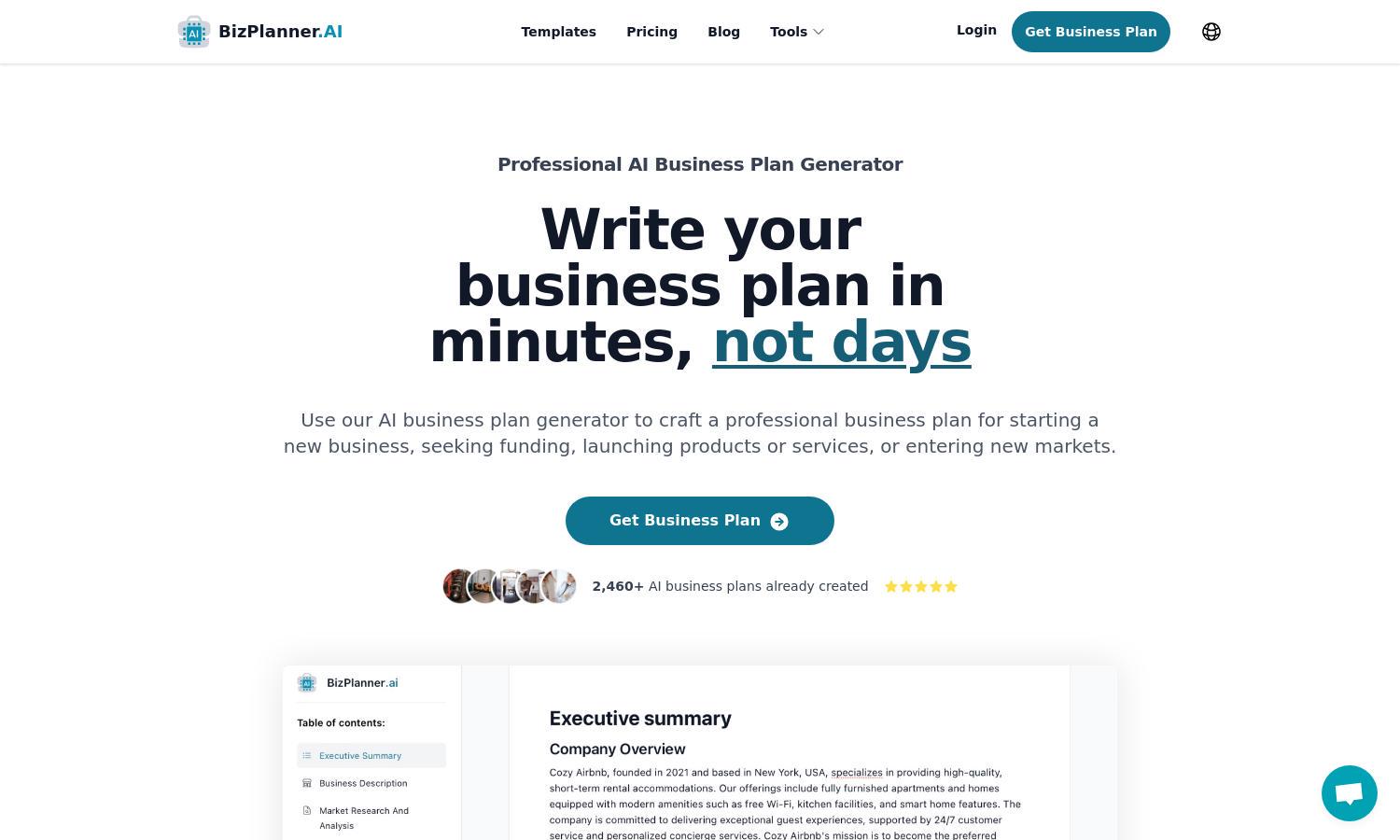 BizPlanner AI Website