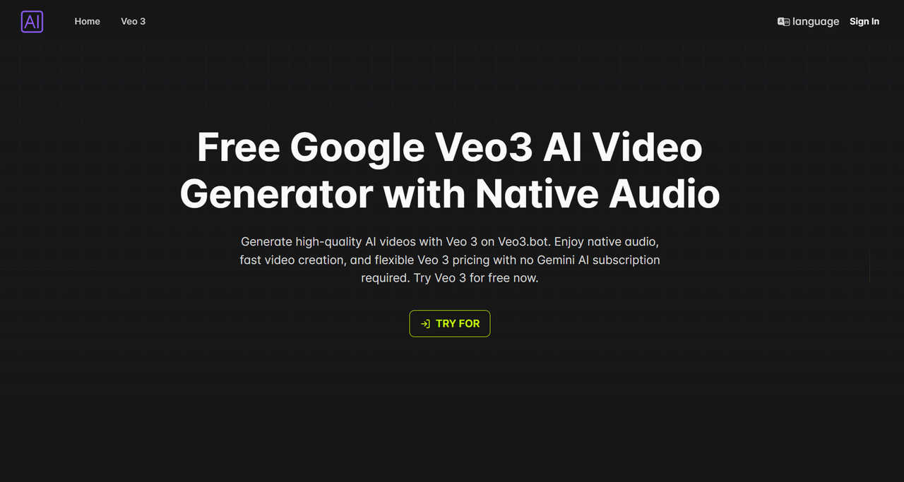 Veo3.bot: Free Access to Google Veo 3 AI Video Generation with Native Audio application interface and features