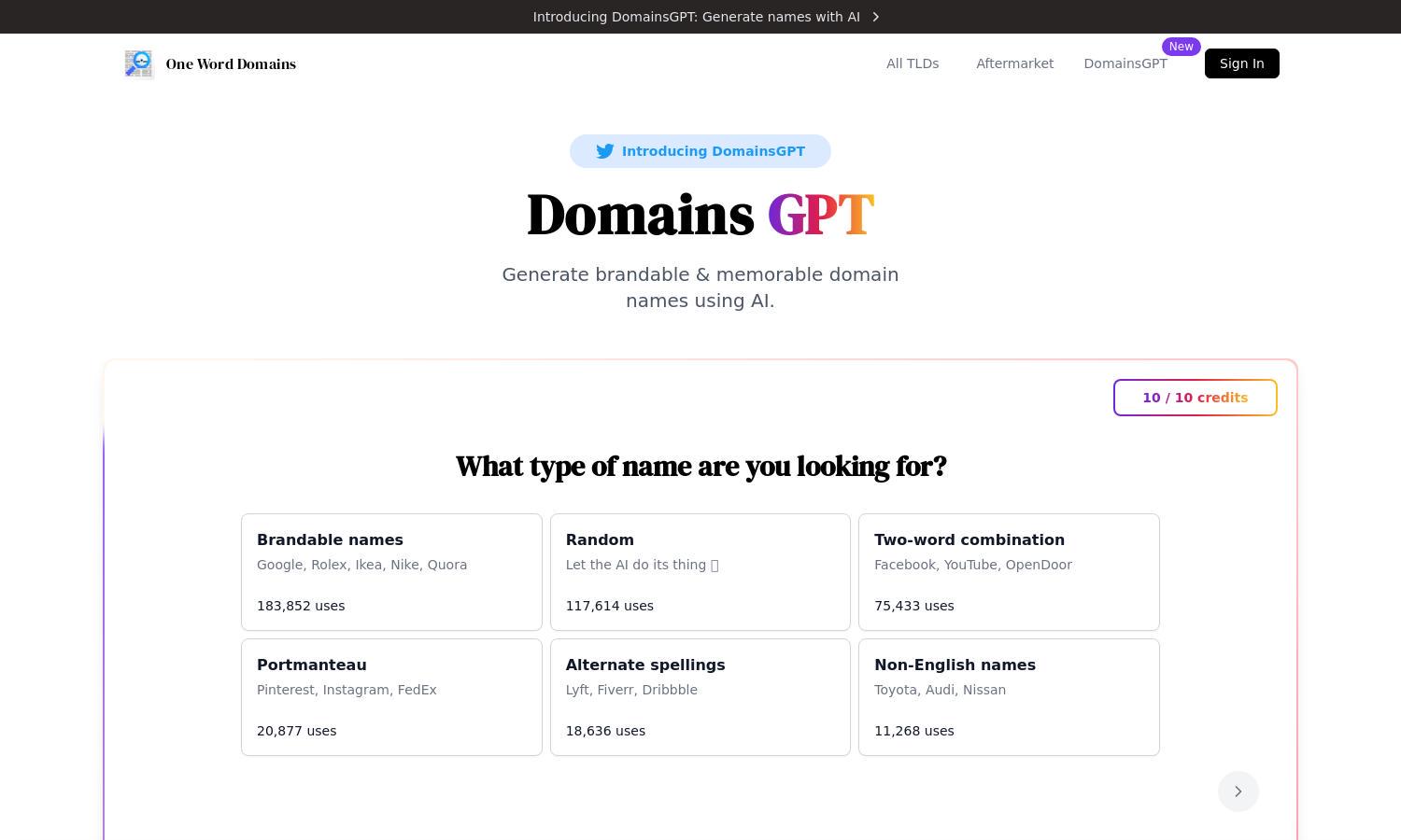 DomainsGPT Website