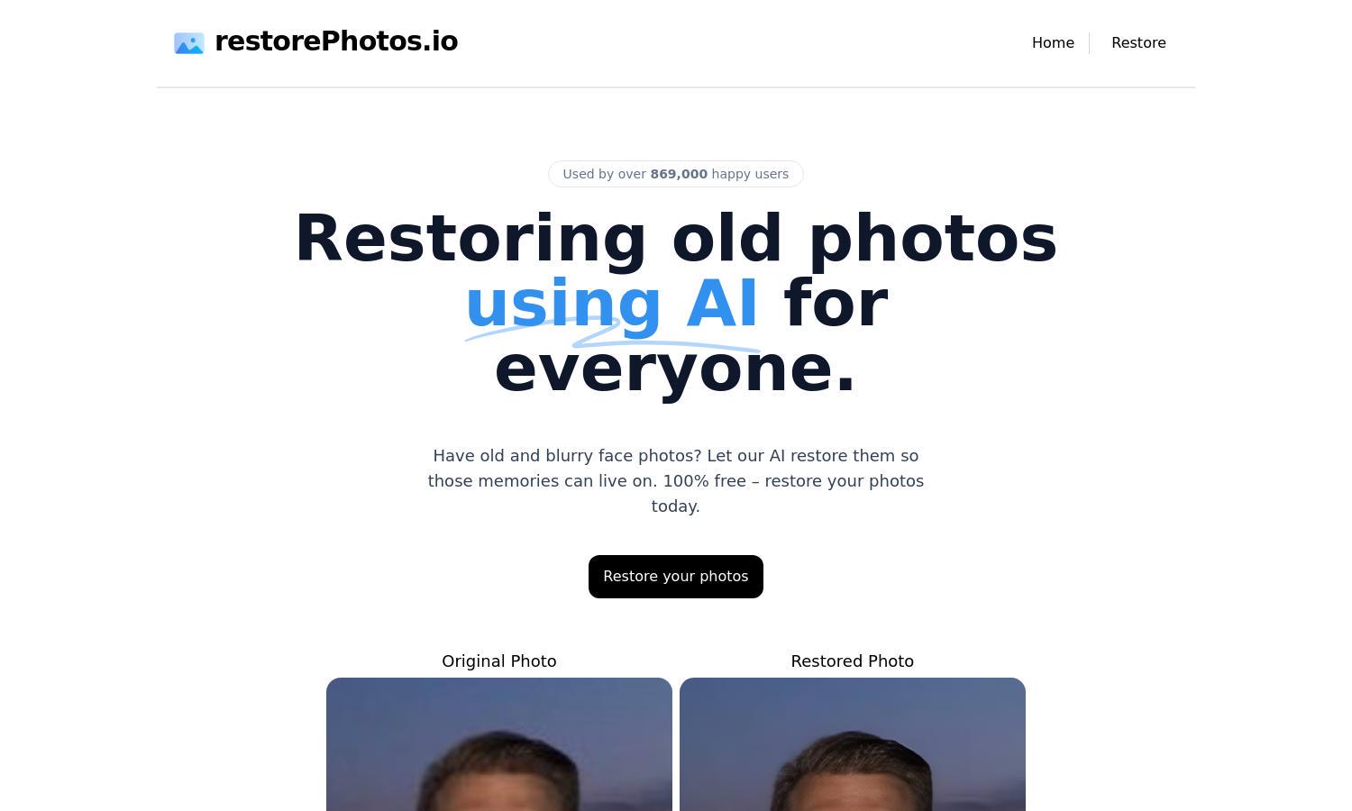 Face Photo Restorer Website