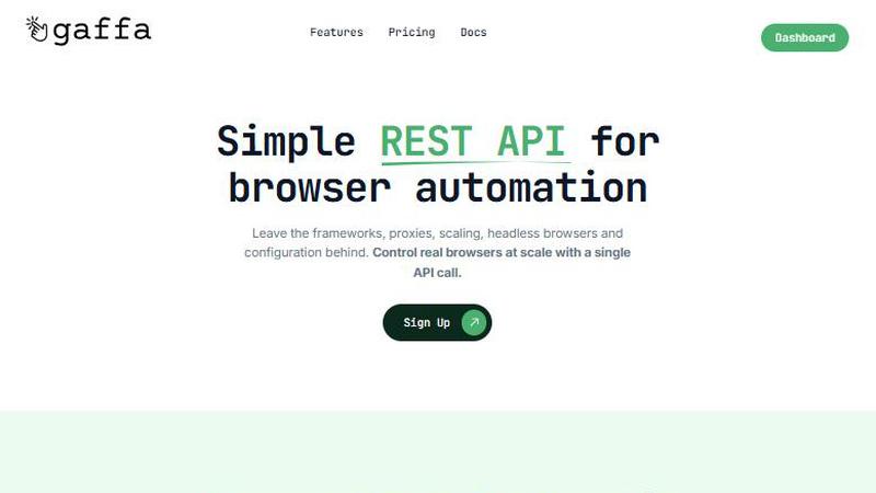 Gaffa application interface and features