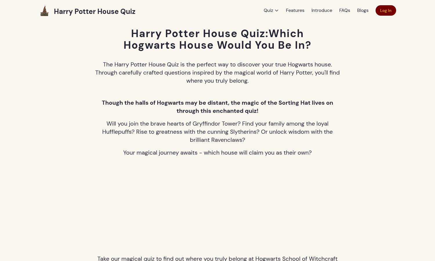 Harry Potter House Quiz Website