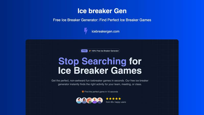 Ice Breaker Gen application interface and features