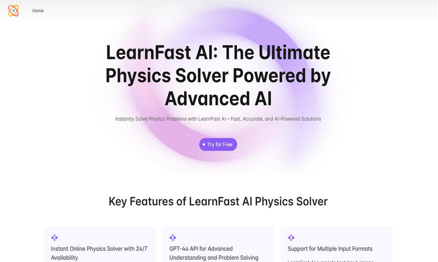 LearnFast AI: Free AI Physics Solver Website